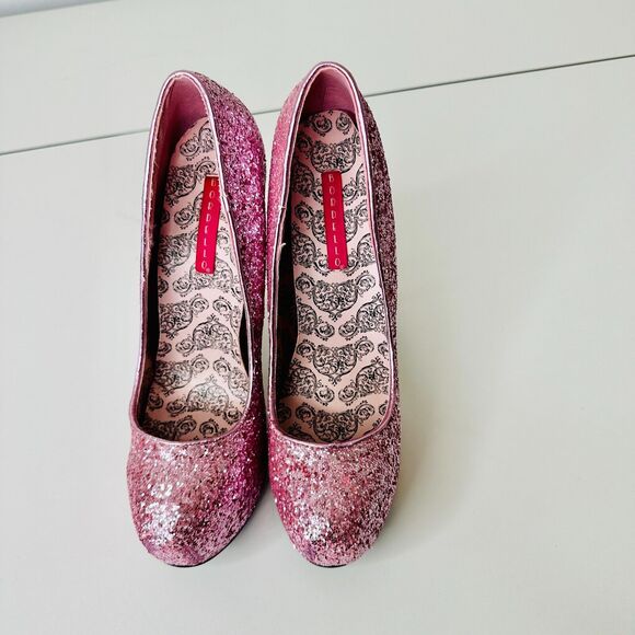 Bordello Teeze 06G Barbie Pink Sexy Glitter Platform Stiletto Heel Pumps 6.5 - Picture 4 of 14